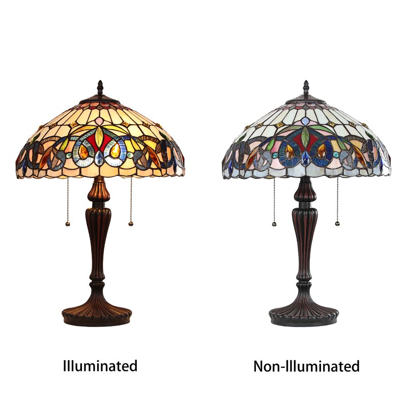 Tiffany store Style Stained Glass Victorian Design 2-light Table Reading Accent Lamp